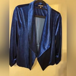 Shinestar velvet jacket with waterfall collar, Warm Royal blue, Large
